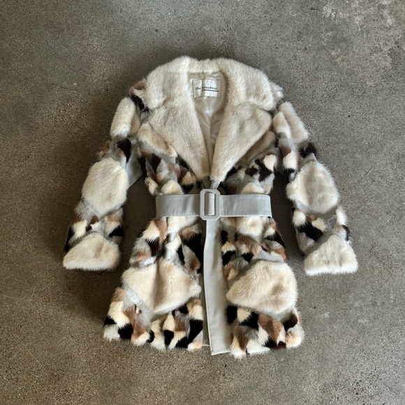 70’s Diamond Patchwork Mink Fur Coat - Picture 1 of 9
